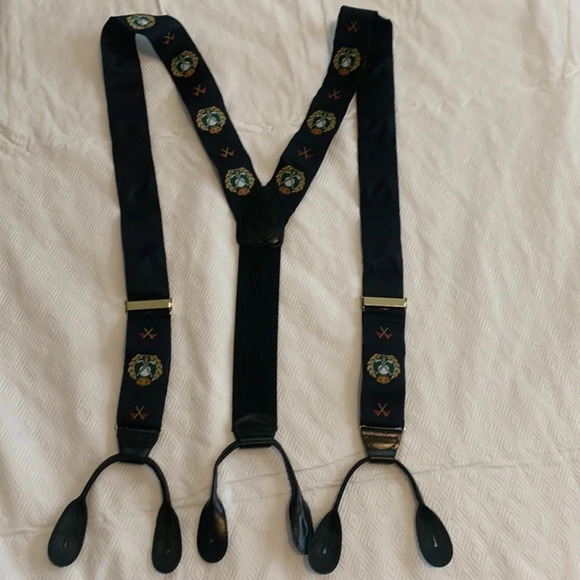 Vintage Pebble Beach Golf Suspenders Embroidered Made In England Leather - Picture 3 of 8